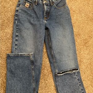 Cruel Girl Blue Straight Leg Jeans with Knee Cut